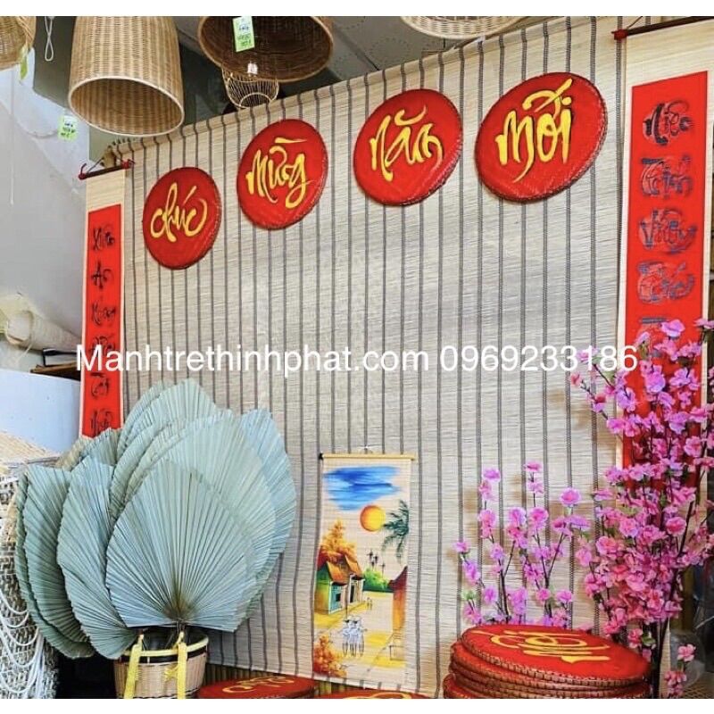 Mành tre trúc 5li xen tăm khổ 1.6x2m. mành tre trang trí tết, lễ hội.