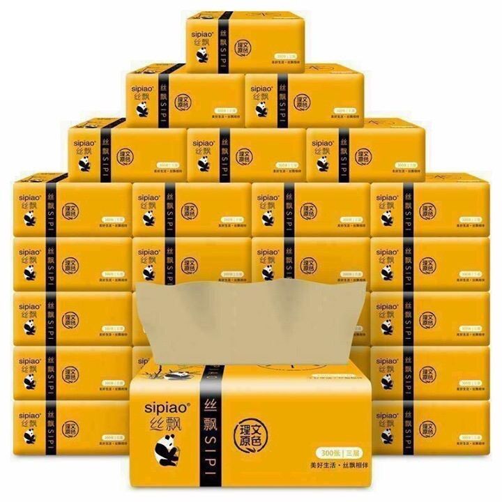 Giấy ăn gấu trúc Sipiao đủ 300 tờ, giấy không tẩy (Giá Sỉ) giấy vệ sinh 1 thùng 30 gói KhoSiViVi