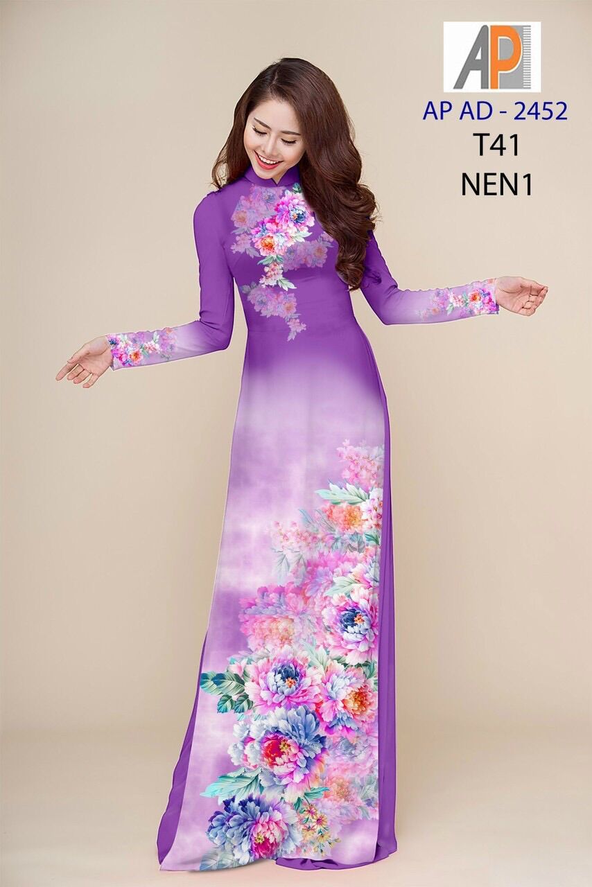 Vải áo dài hoa mẫu đơn