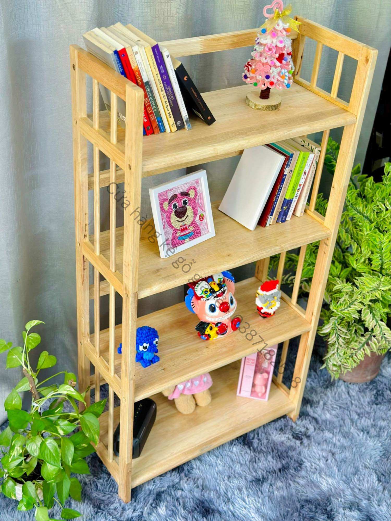 Kệ sách gỗ 4 tầng ngang 40cm, 50cm, 65cm, 80cm, 100cm, 1m sâu 28cm cao 120cm
