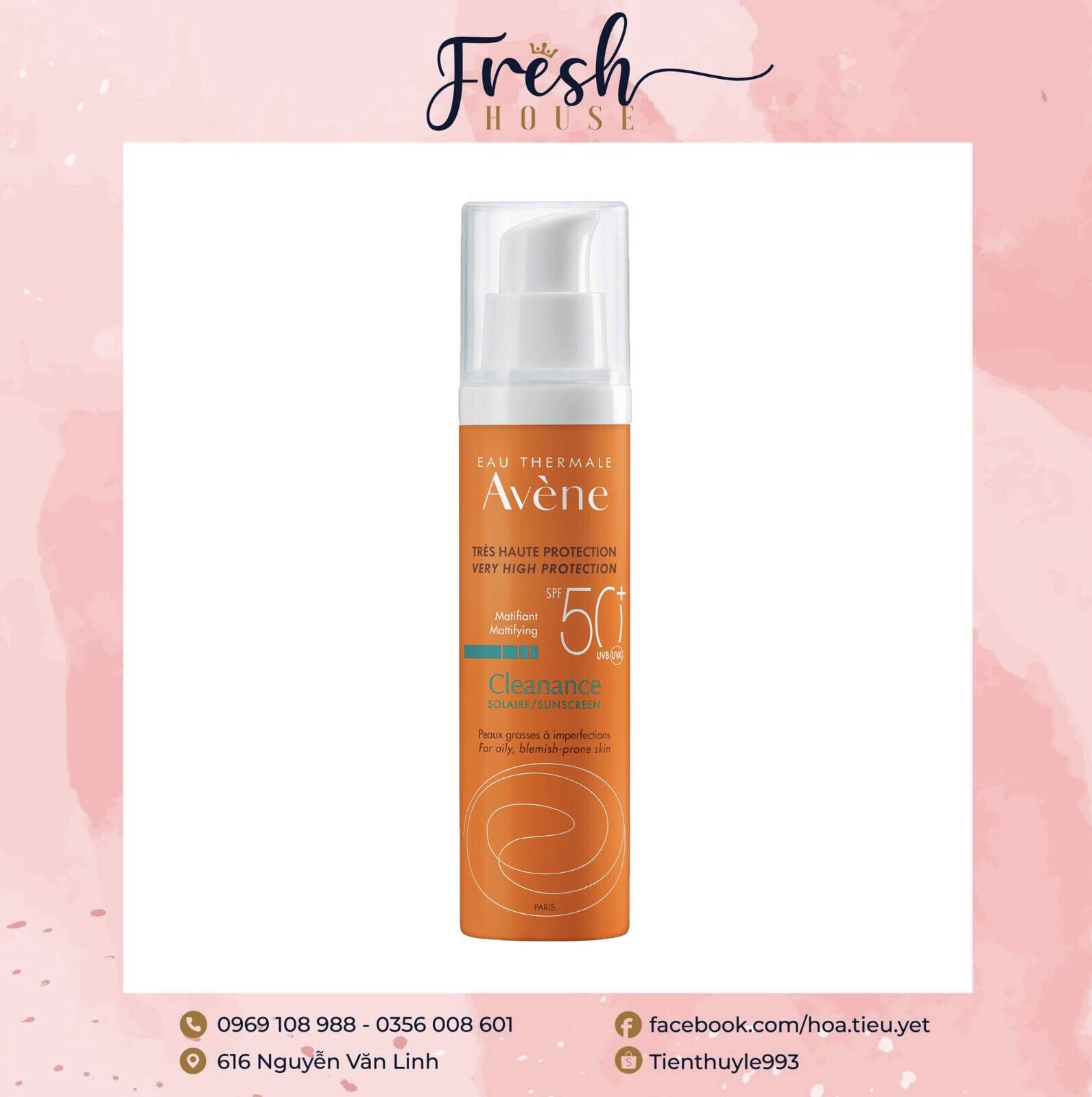 Kem chống nắng Avene Cleanance Eau Solaire 50ml