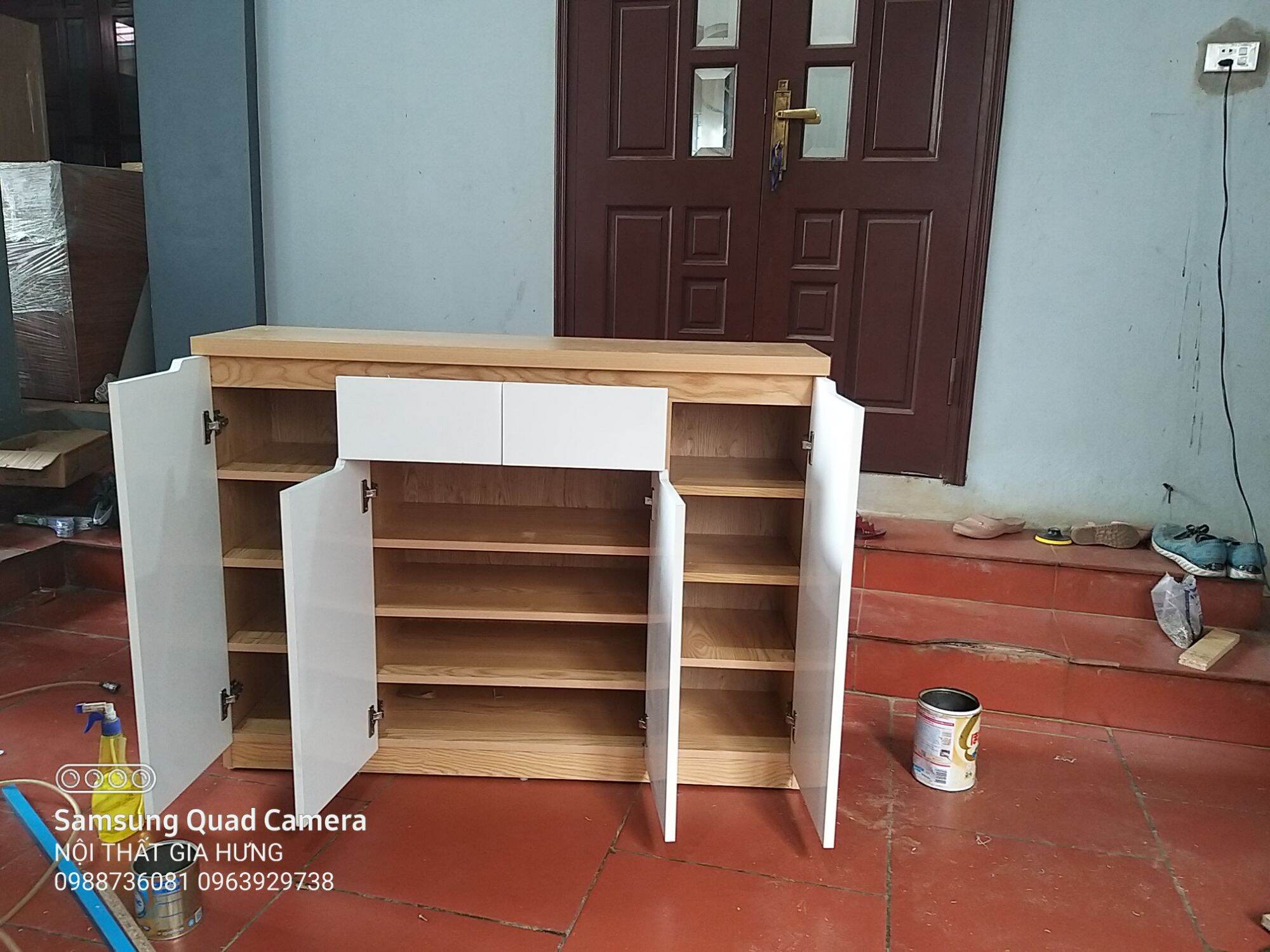 TỦ GIÀY 120x90x32 4 cánh 2 ngăn kéo