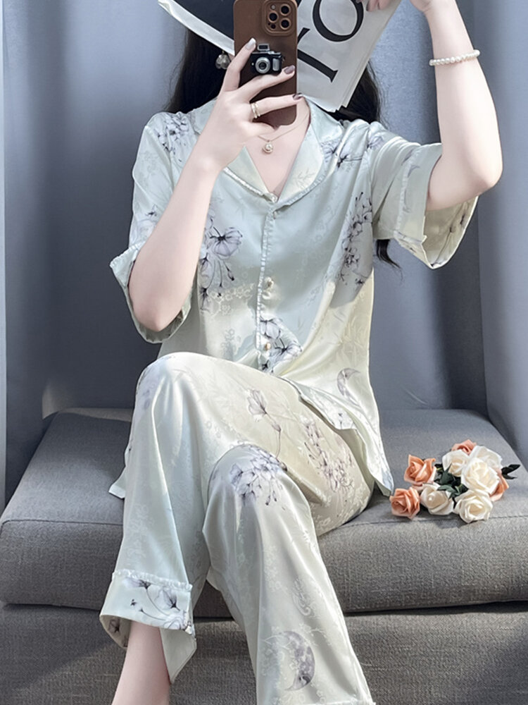 Ice Silk Thin Summer Women's Home Wear Set Giá  784,000 Đồng*Miễn phí vận chuyển