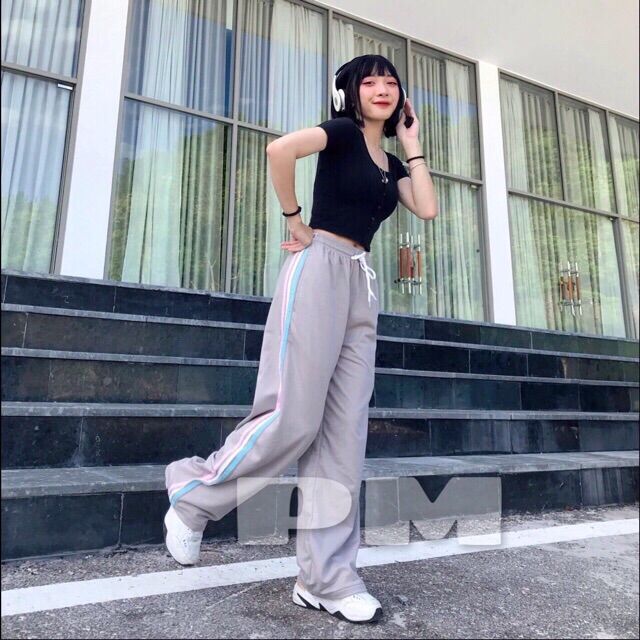 QUẦN BA SỌC XUÔNG PHỐI MÀU