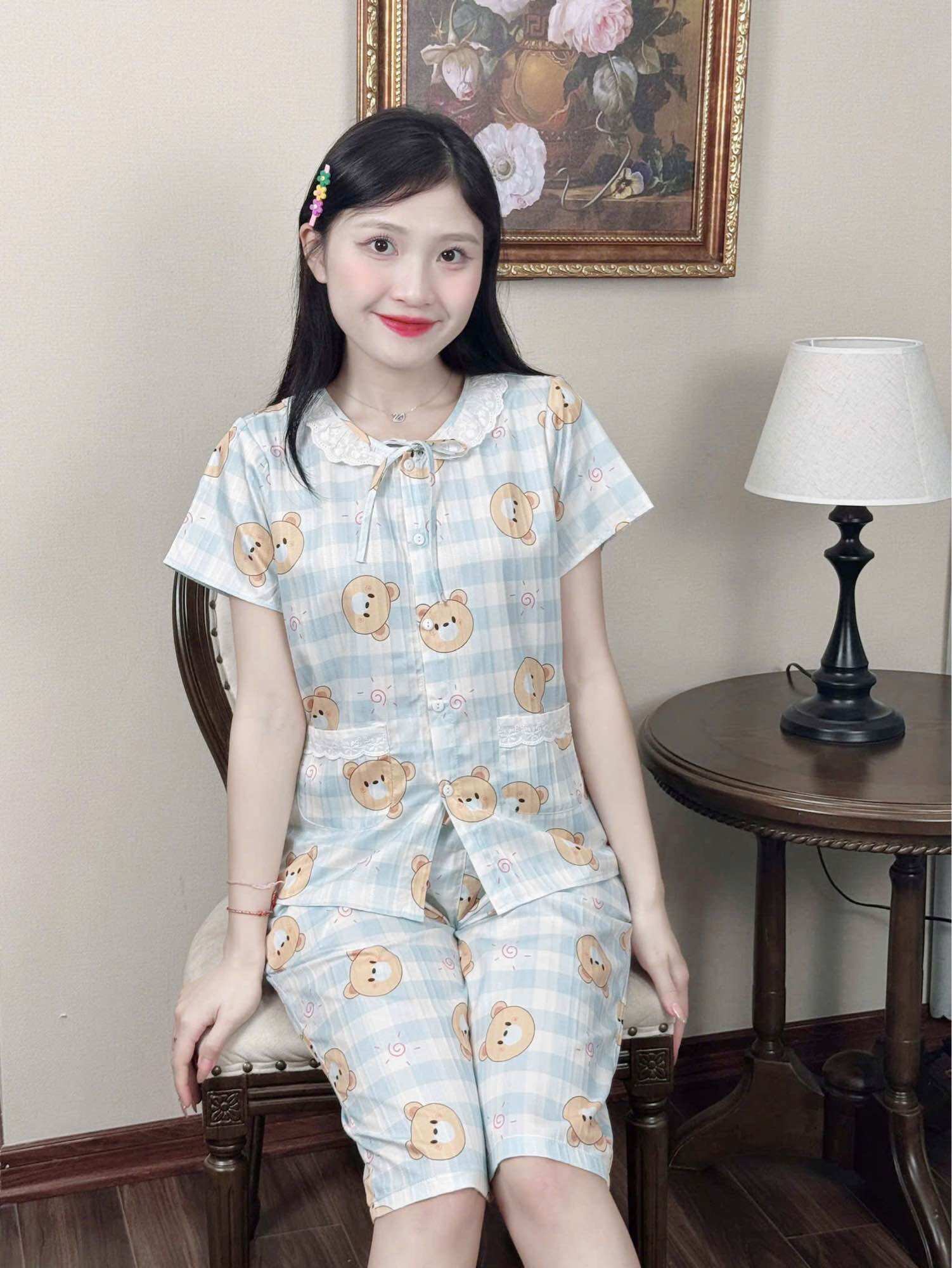 Đồ bộ mặc nhà xinh chất lụa hàn