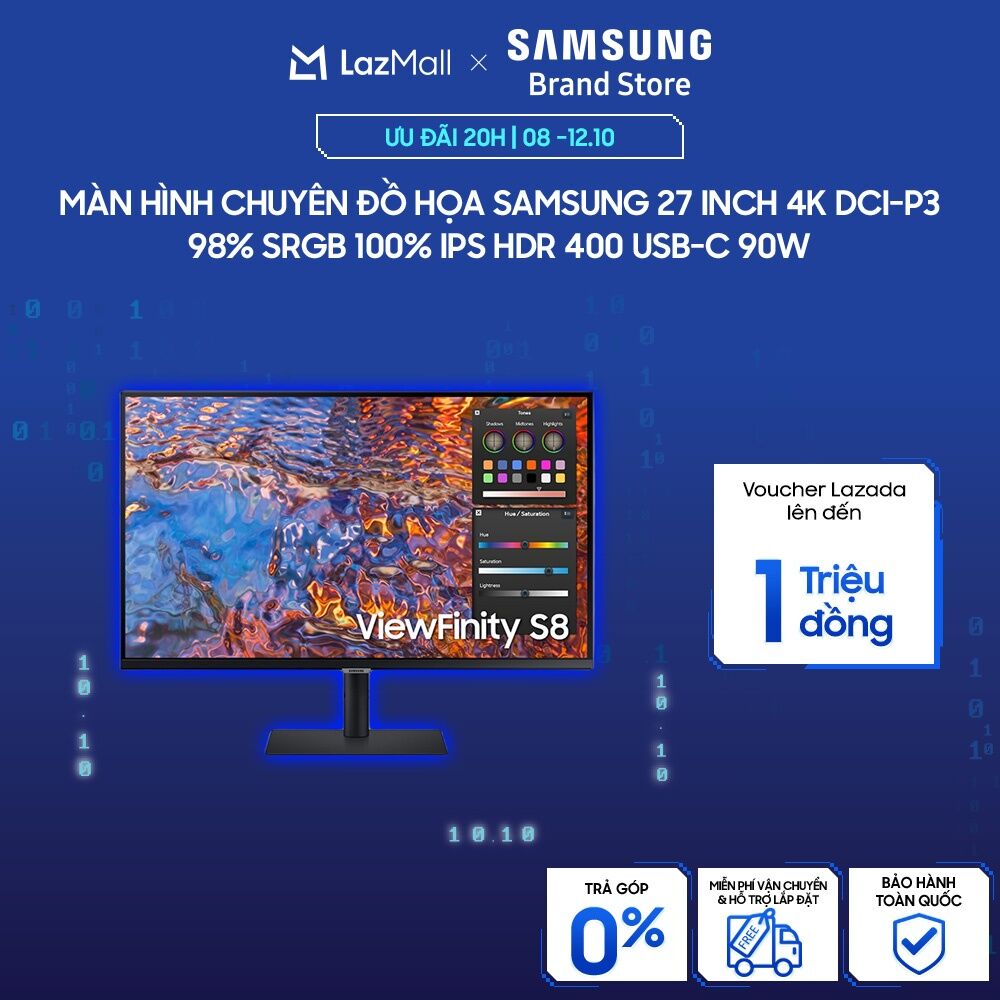 Màn hình chuyên đồ họa Samsung 27 inch LS27B800PXEXXV 4K DCI-P3 98% sRGB 100% IPS HDR 400 USB-C 90W