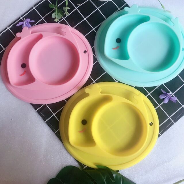 Khay ăn dặm Silicon chống đổ hình Cá Heo dễ thương