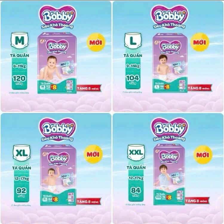 [Miễn ship] Tã/bỉm quần Bobby Gạo non Organic L96+8( date mới)