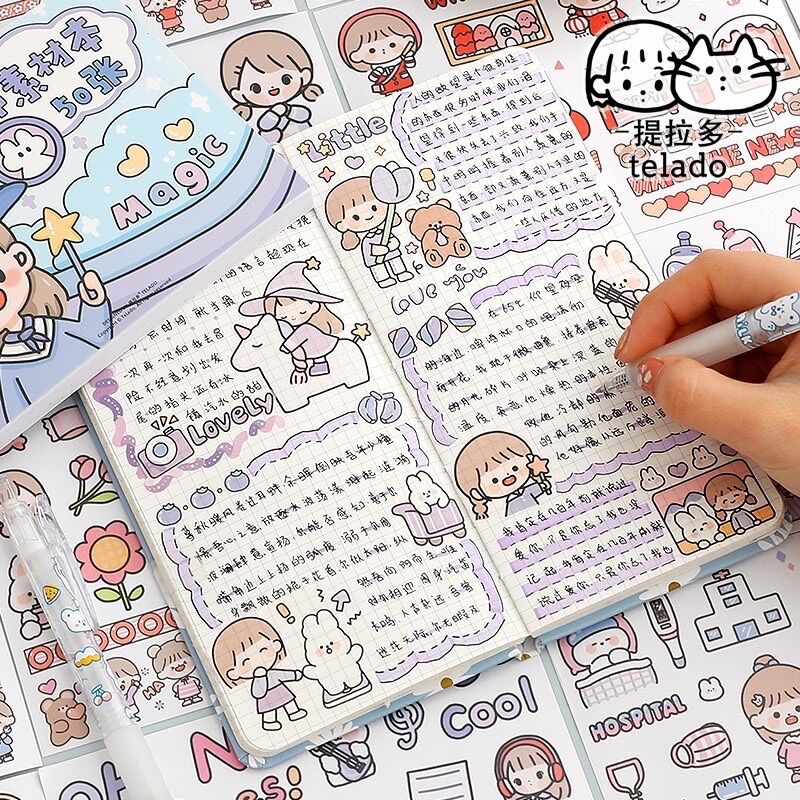 🌸Set 50 tờ sticker nhãn dán trang trí dễ thương🌸
