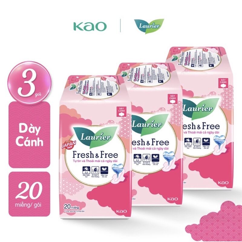Băng vệ sinh laurier fresh & free dày cánh 20 miếng