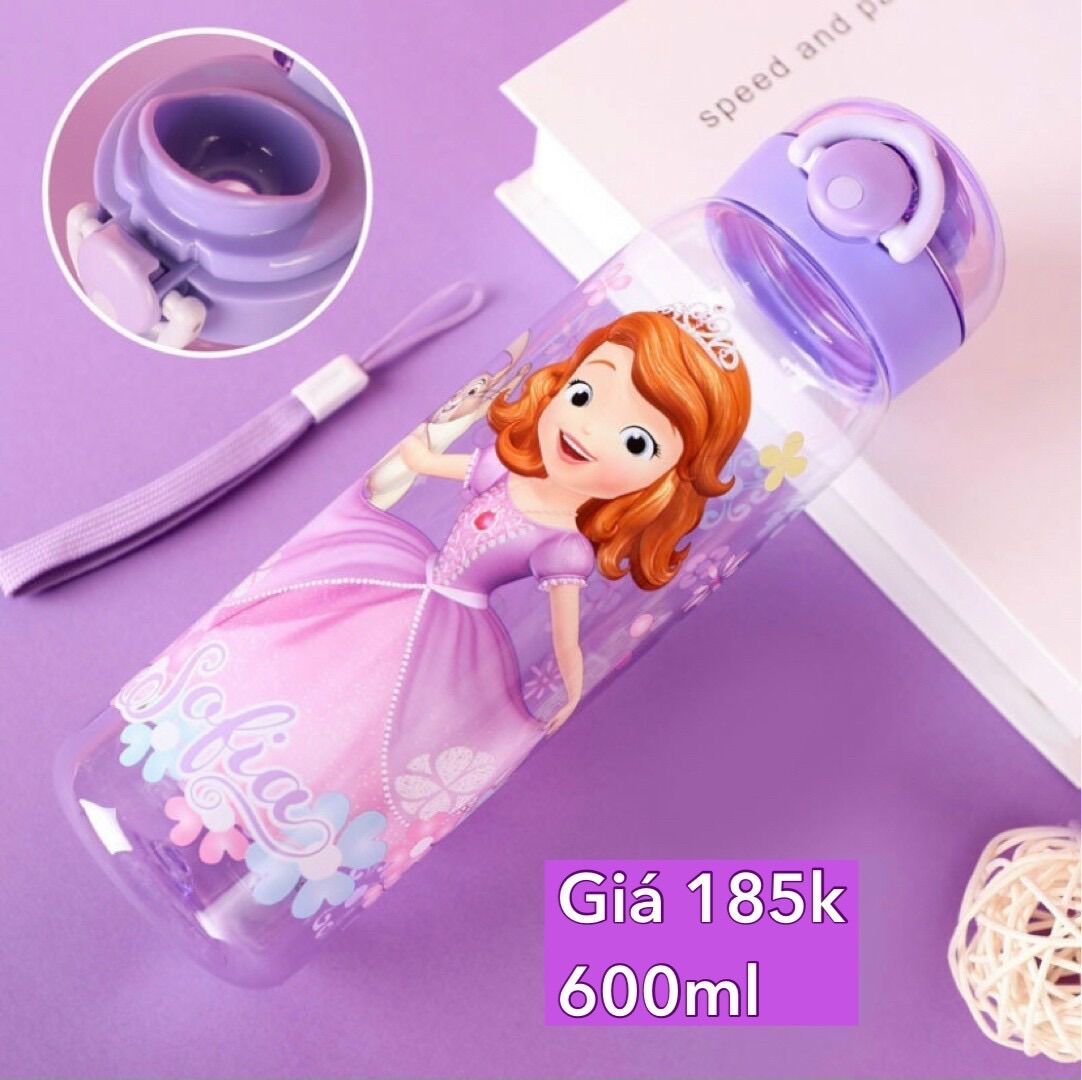 Bình nước công chúa Sofia Disney 600ml ko ống hút