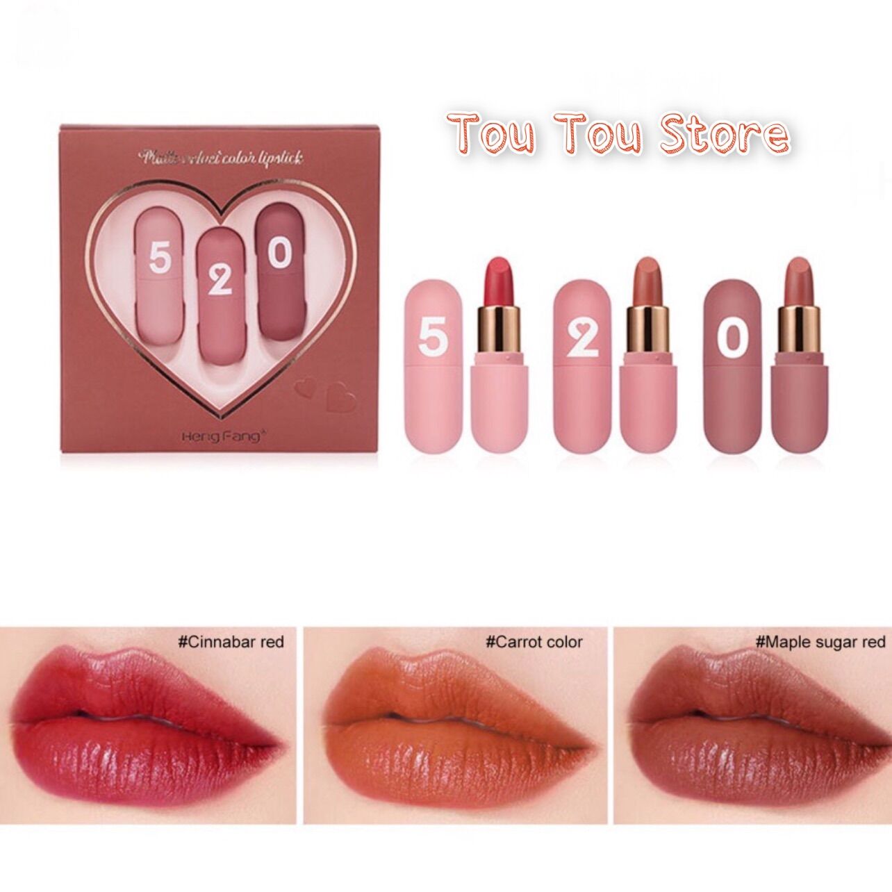 Set son 3 cây 520 mềm mịn lên màu chuẩn thiết kế hình trái tim tặng Crush Valentine