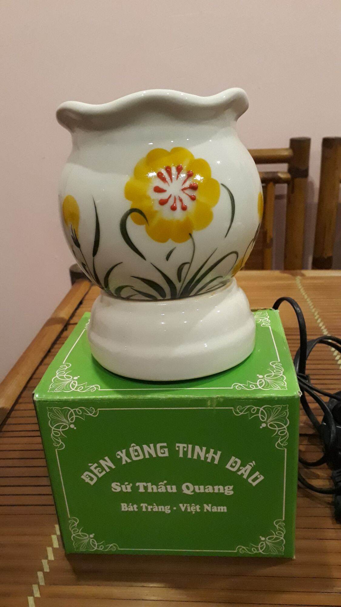 Đèn xông tinh dầu bằng sứ thấu quang Bát Tràng, cỡ lớn