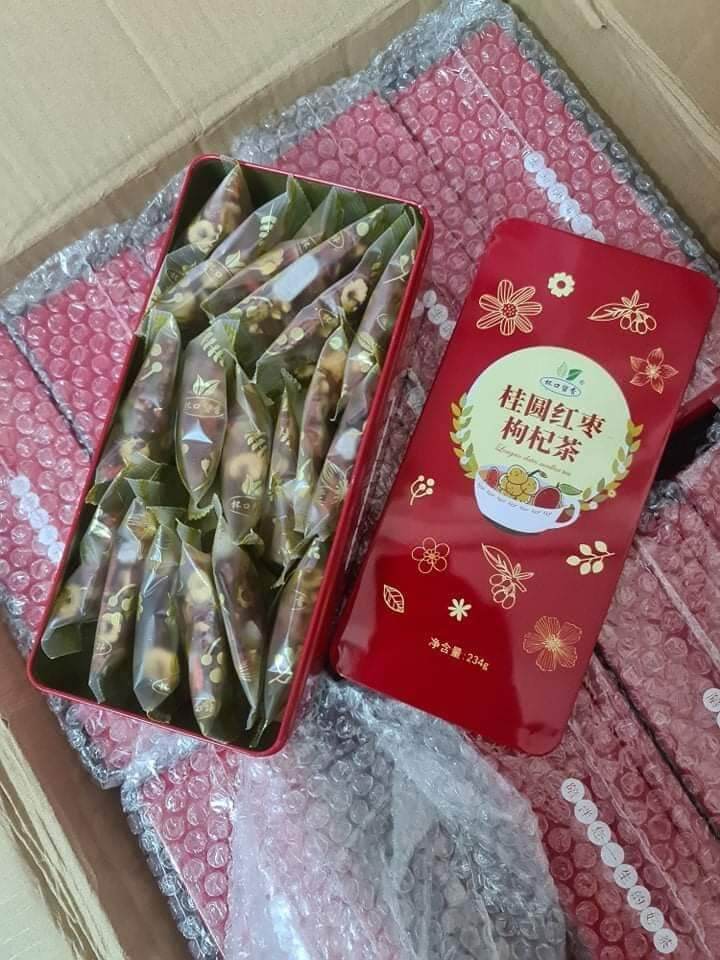 Trà nhãn nhục táo đỏ kỷ tử ( hộp 18 gói , bổ máu , đẹp da ,da hồng hào )