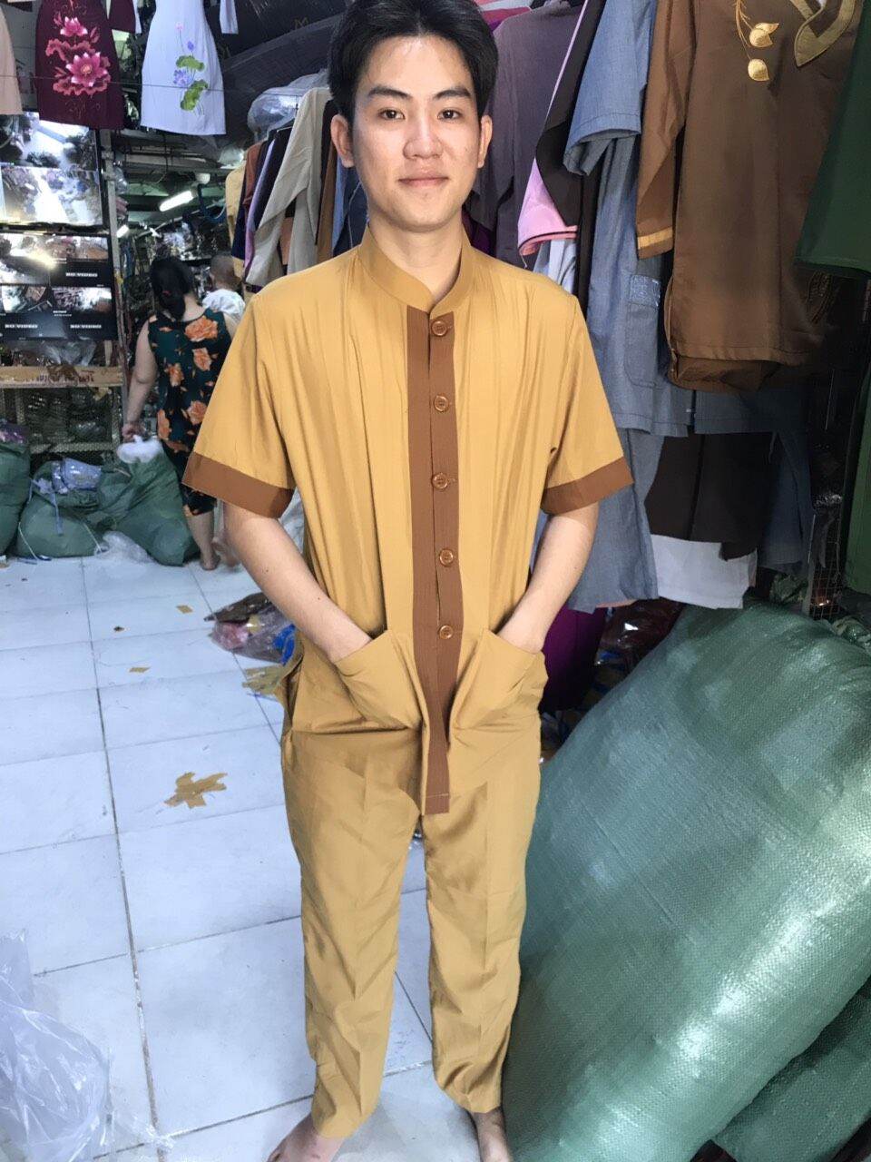 đồ bộ nam Phật tử lãnh  tụ phối nam