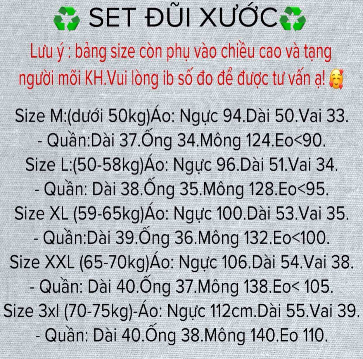 SÉT BỘ ĐŨI SIÊU CƯNG - HÀNG SHOP TỰ MAY ( 39-70kg)