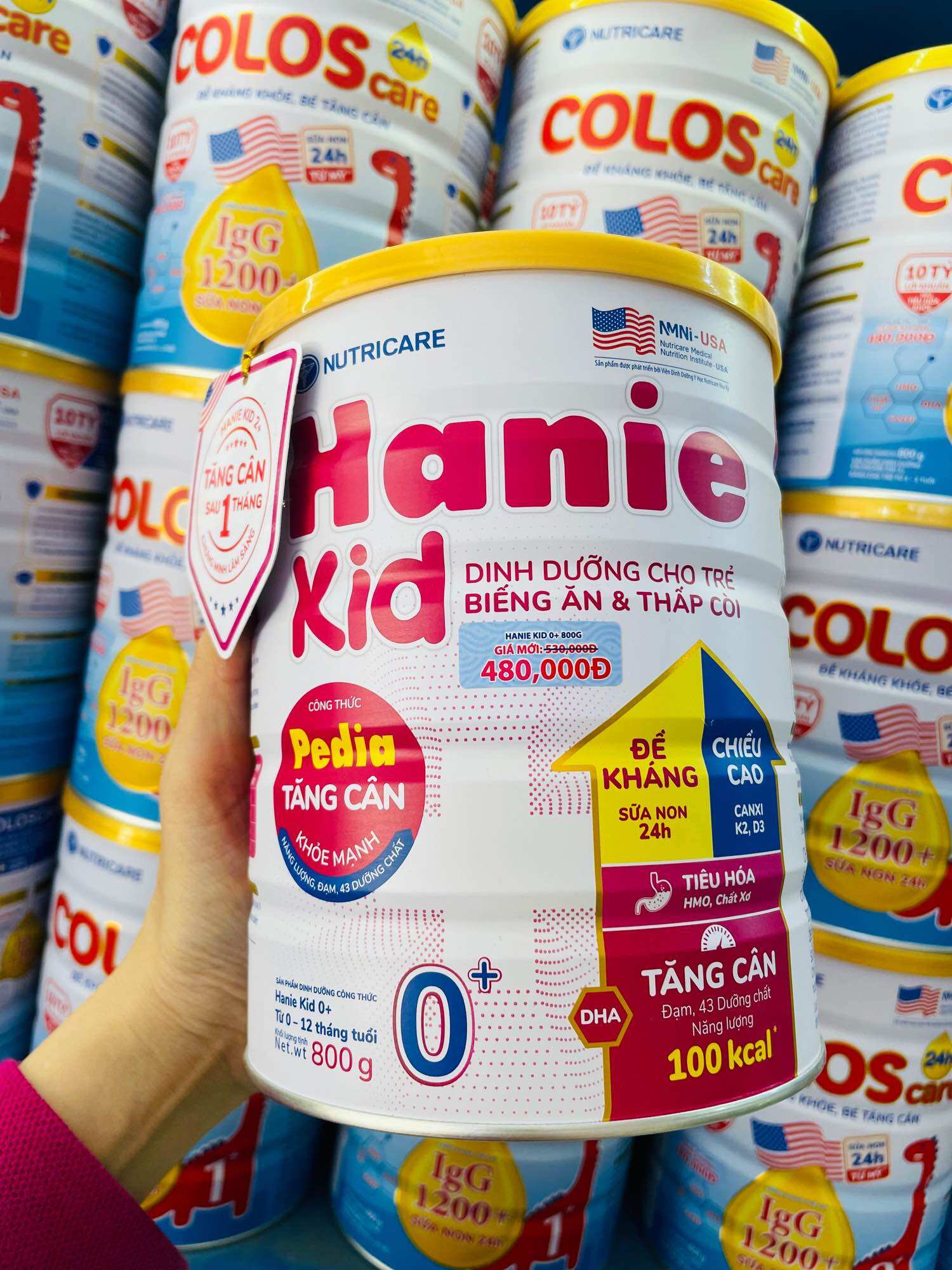 Sữa bột Hanie Kid 0+ Cho trẻ nhẹ cân, phát triển não bộ (800g)