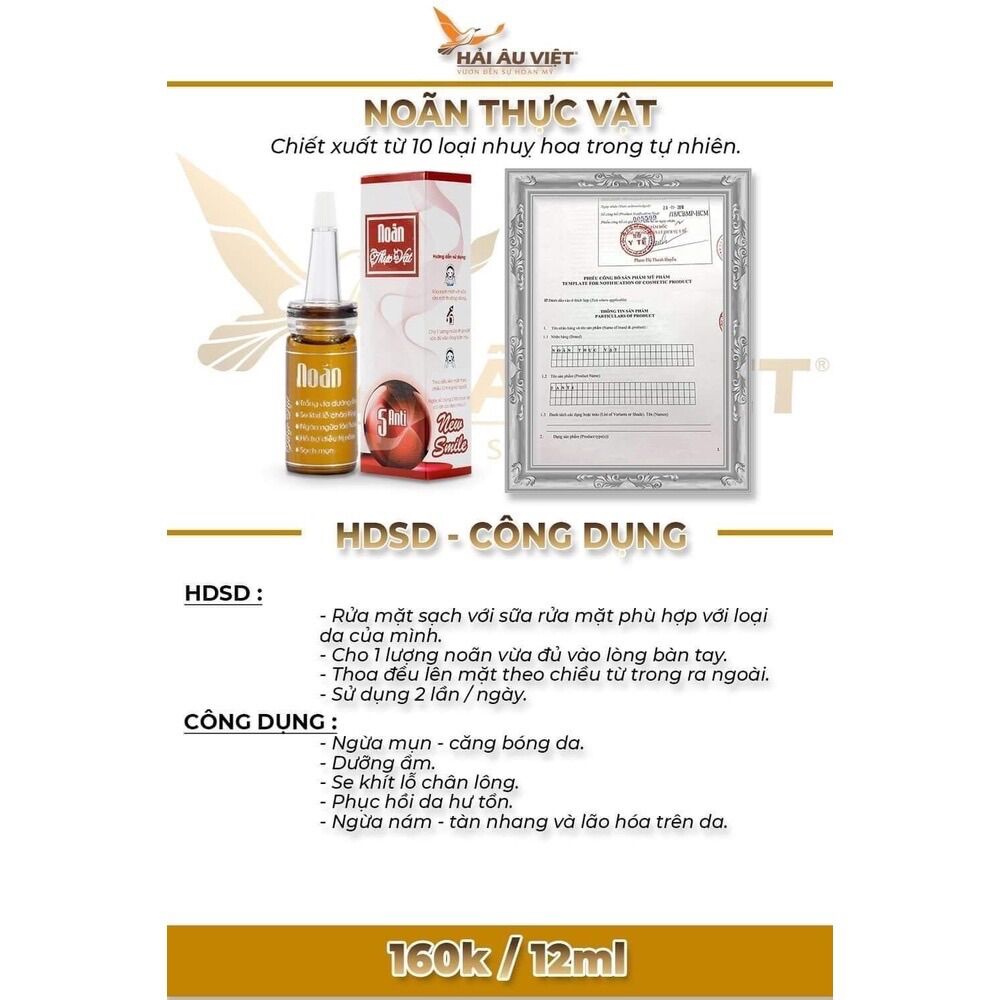 (6ml) Serum Dưỡng Trắng Da Noãn Thực Vật- Căng Bóng