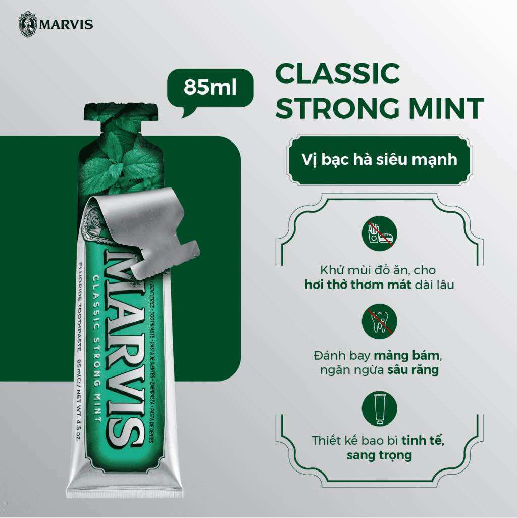 Kem đánh răng Marvis Xanh Lá Hơi Thở Thơm Mát 85G (Hàn)