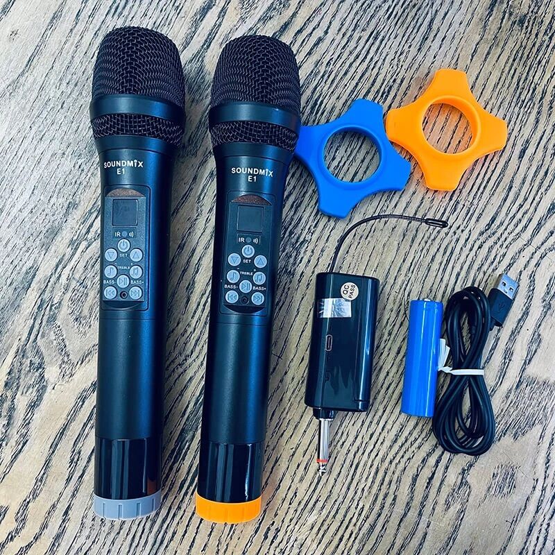 Micro karaoke đa năng chính hãng Soundmix E1 - Micro kết nối không dây, Bluetooth 5.0, Cân chỉnh Echo, bass, treble trên mic, chuyên dùng cho loa Bose, JBL, Marshall và Loa kéo, Ampli karaoe