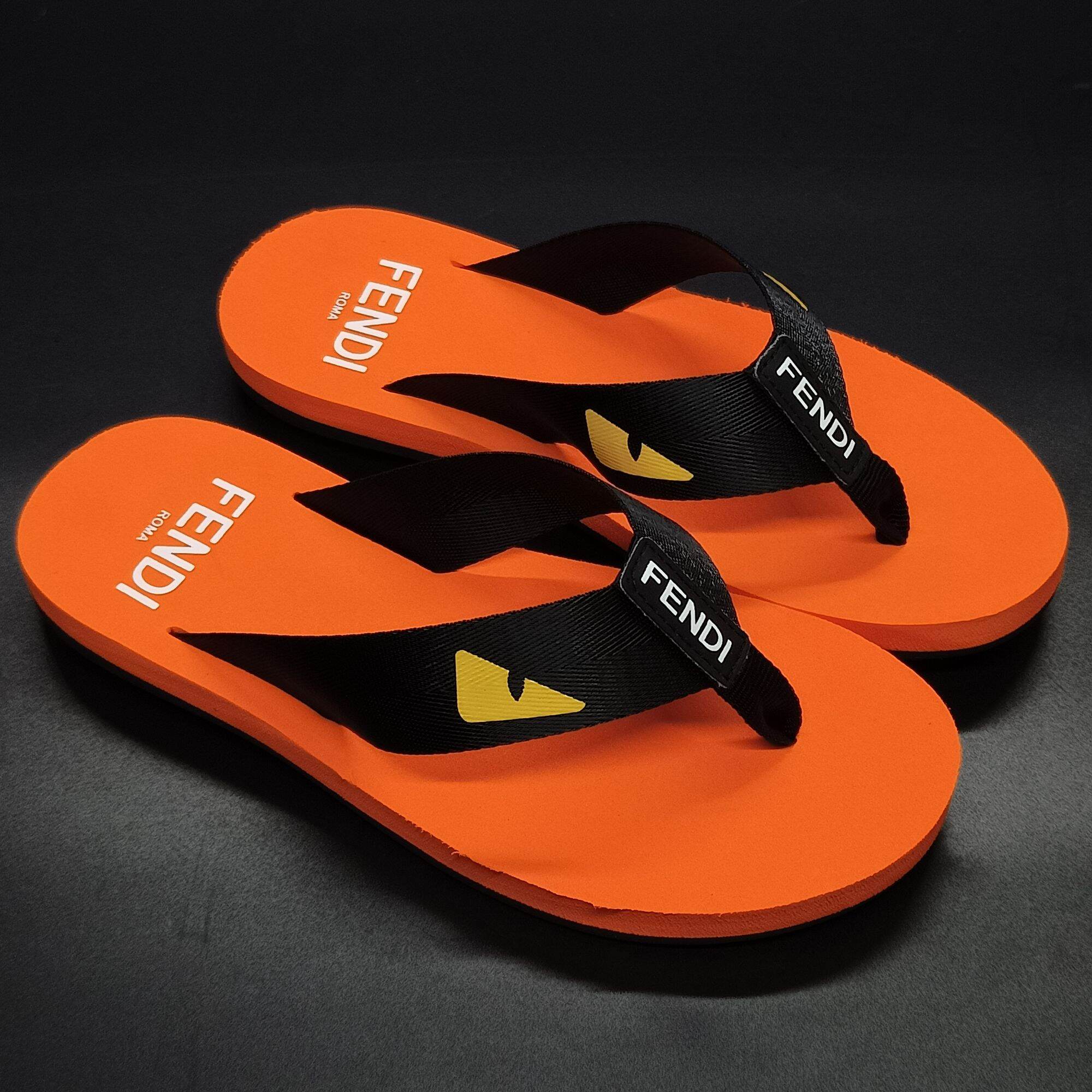 Dép kẹp fendi xỏ ngón màu cam quai đen