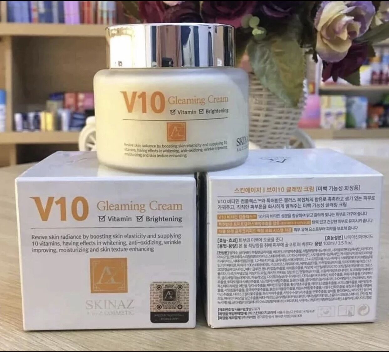 Kem dưỡng trắng da chống lão hoá V10 Skinaz nội địa Hàn Quốc 100ml