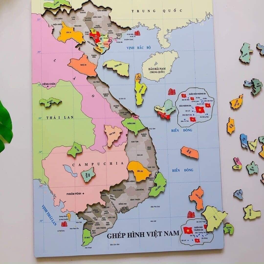 Bản đồ Việt Nam bằng gỗ ghép mảnh  đồ chơi giáo dục