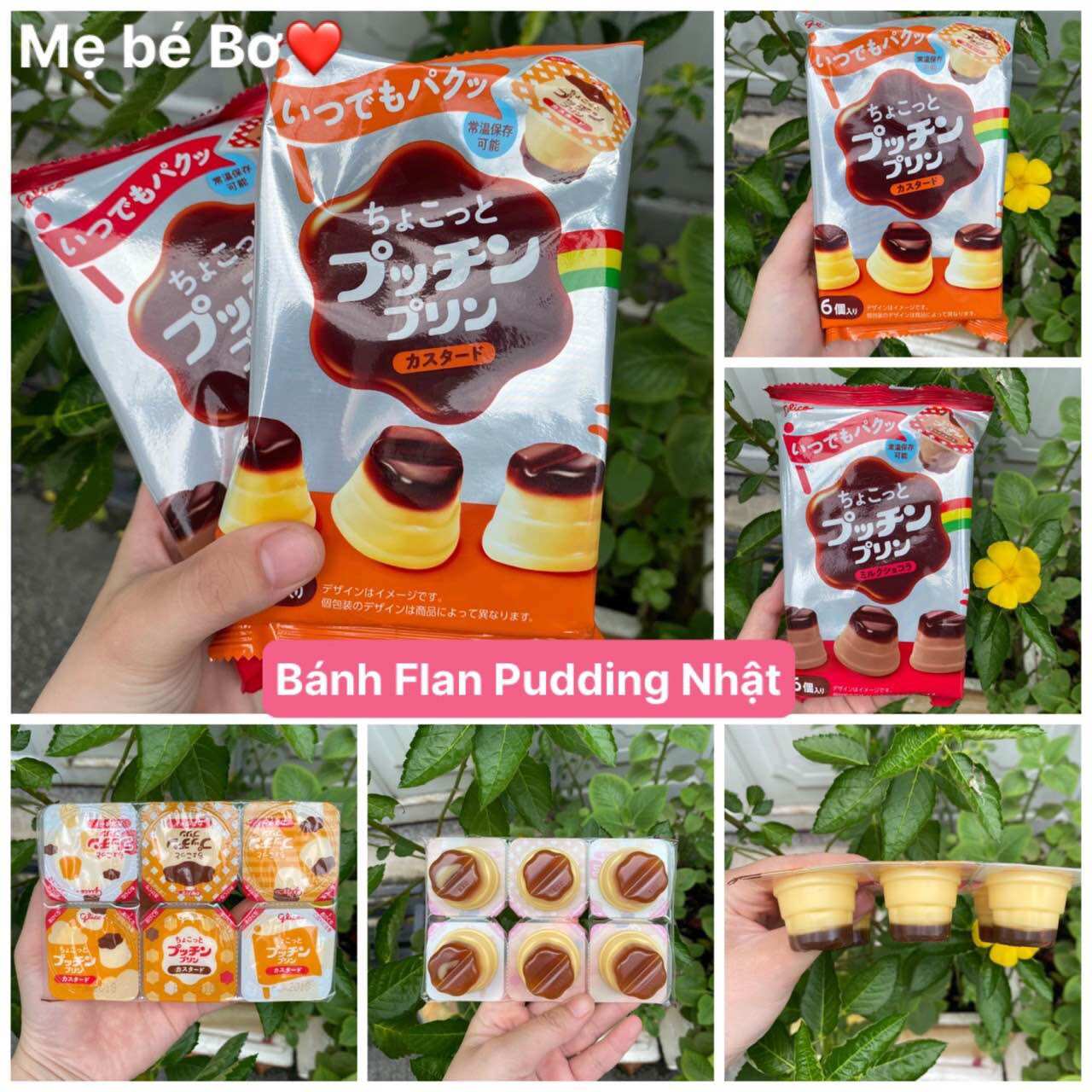 Thạch bánh Flan Pudding Glico Nhật Bản, khay 6 cái, dành cho bé ăn dặm từ 12m+