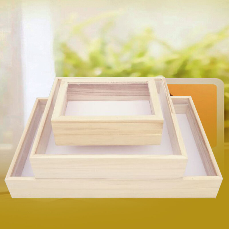 Hộp gỗ hộp mẫu vật côn trùng hình chữ nhật hộp gỗ tiêu bản trong suốt hộp mẫu vật thực vật hộp trang sức đựng gỗ tự nhiên