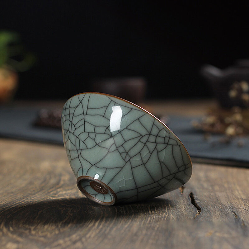 Cốc trà gốm celadon g23d cốc chủ nhân bộ trà kung fu cốc trà cốc phễu đơn gốm sứ băng nứt ca dao