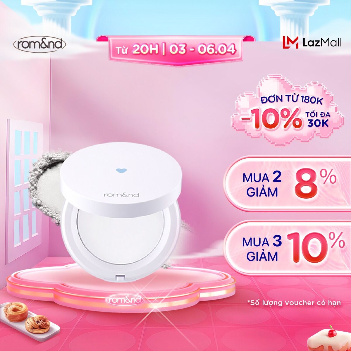 [Rom&nd] Phấn phủ dạng nén che phủ hoàn hảo Romand Better Than Finish 12g