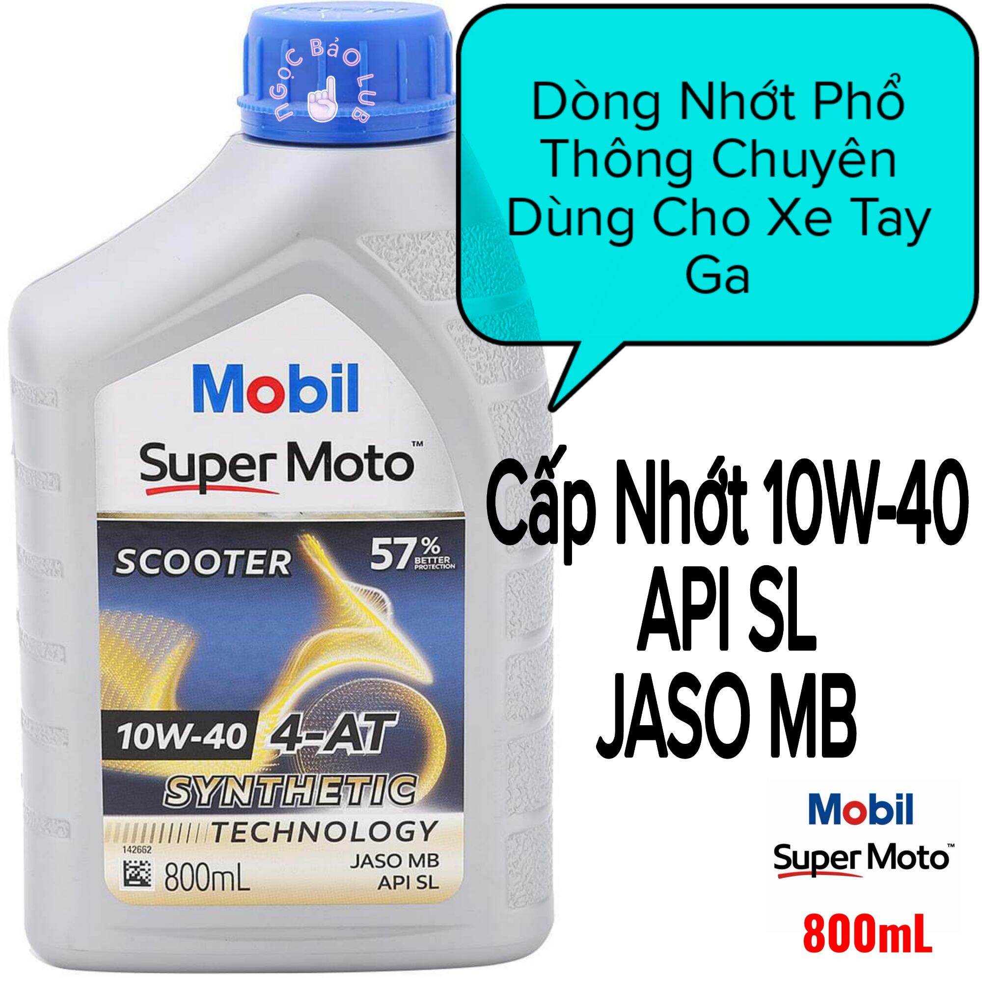 Nhớt MOBIL SUPER MOTO SCOOTER 10W40 (0.8 LÍT) dành riêng cho xe tay ga - Nhập khẩu Singapore
