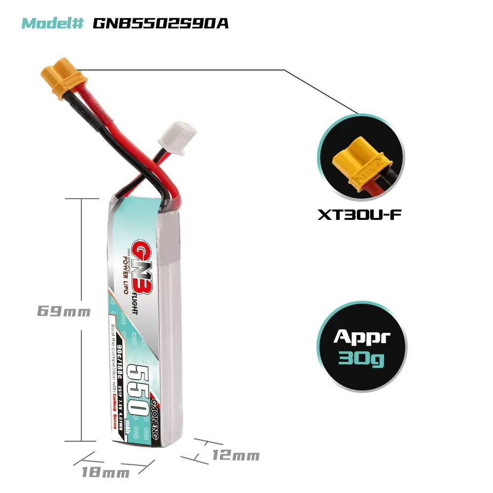 Gnb Năng Lượng Cao 550mah Mini Fpv Trong Nhà穿越机 Pin Lithium Polymer 2s 3s 4s 6s 90c Drone Đồ Chơi Mô