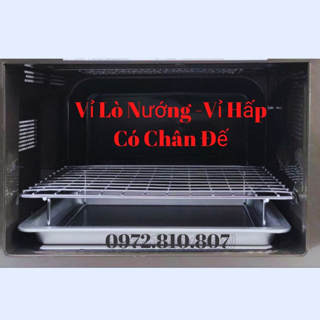 Vỉ nướng inox có chân đế dùng lò nướng nào cũng vừa; vỉ hấp đa năng tiện dụng