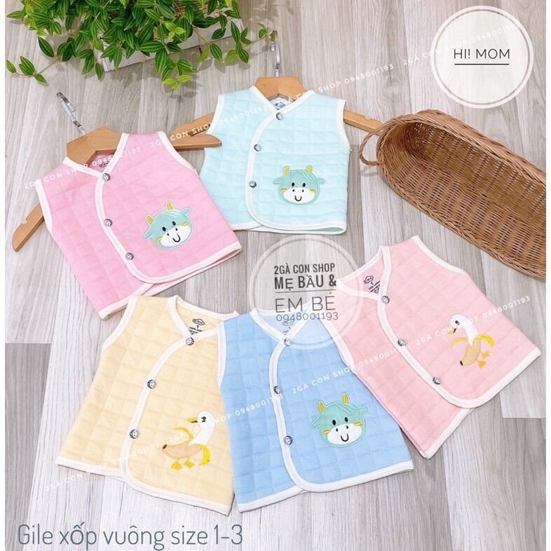 Áo gile trần bông cho bé 3-10kg