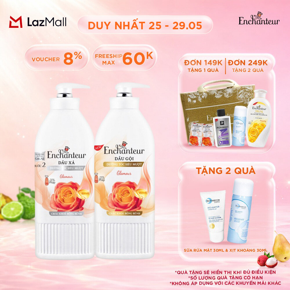 Combo tiết kiệm: Dầu gội ENCHANTEUR Charming/ Glamour 600g Tặng Dầu xả 550g