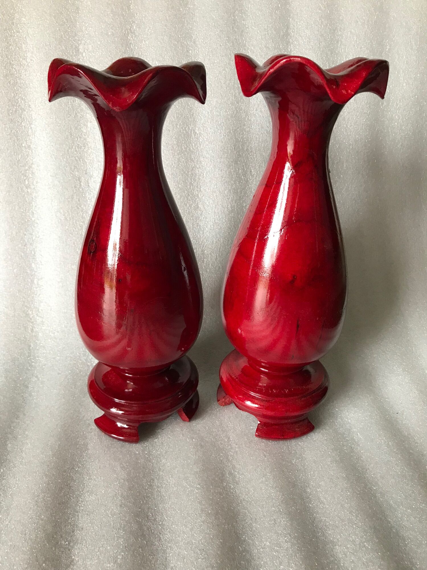 Một đôi bình hoa gỗ đẹp kt’9cm *30cm