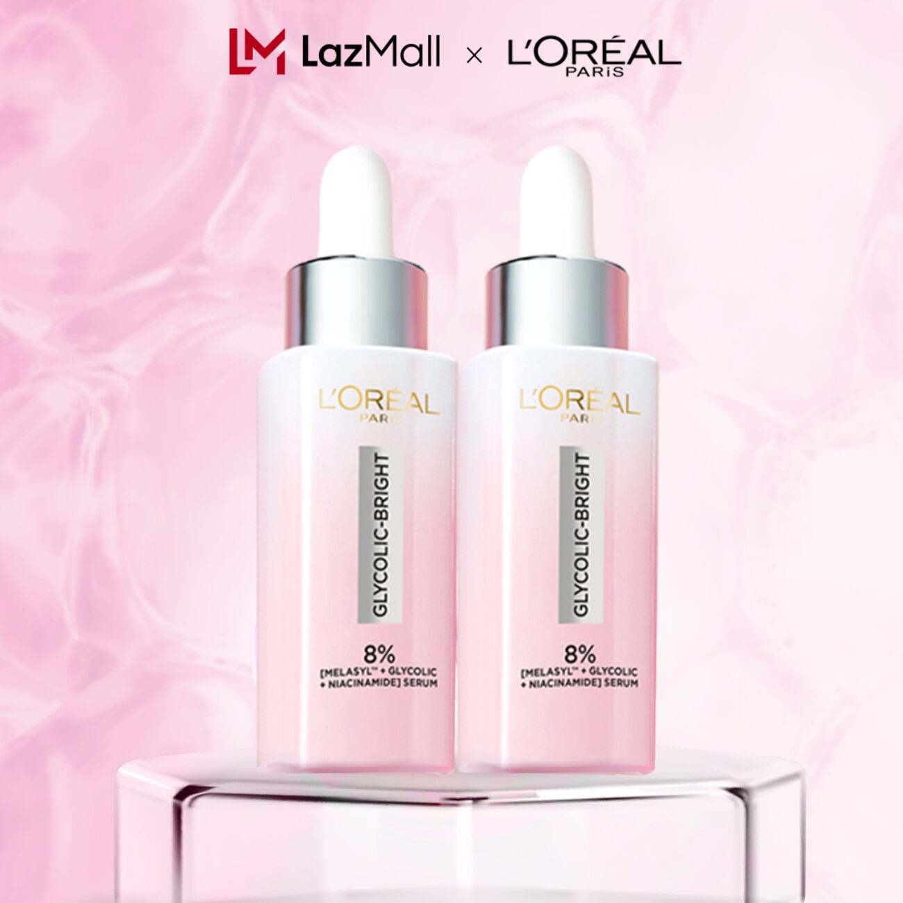 Bộ 2 Serum Glycolic Melasyl 8% [Melasyl+Glycolic+Niacinamide] dưỡng sáng da, mờ thâm mụn & nám Loreal Paris