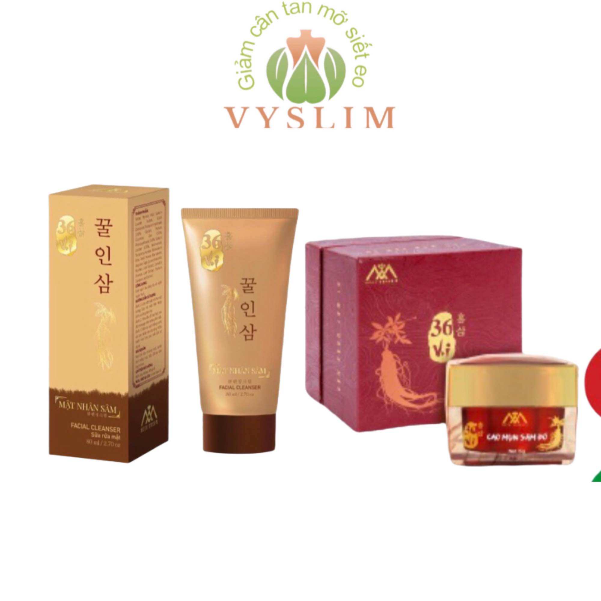 Combo sữa rửa mặt mật nhân sâm, cao mụn sâm đỏ 36 vị 15gr