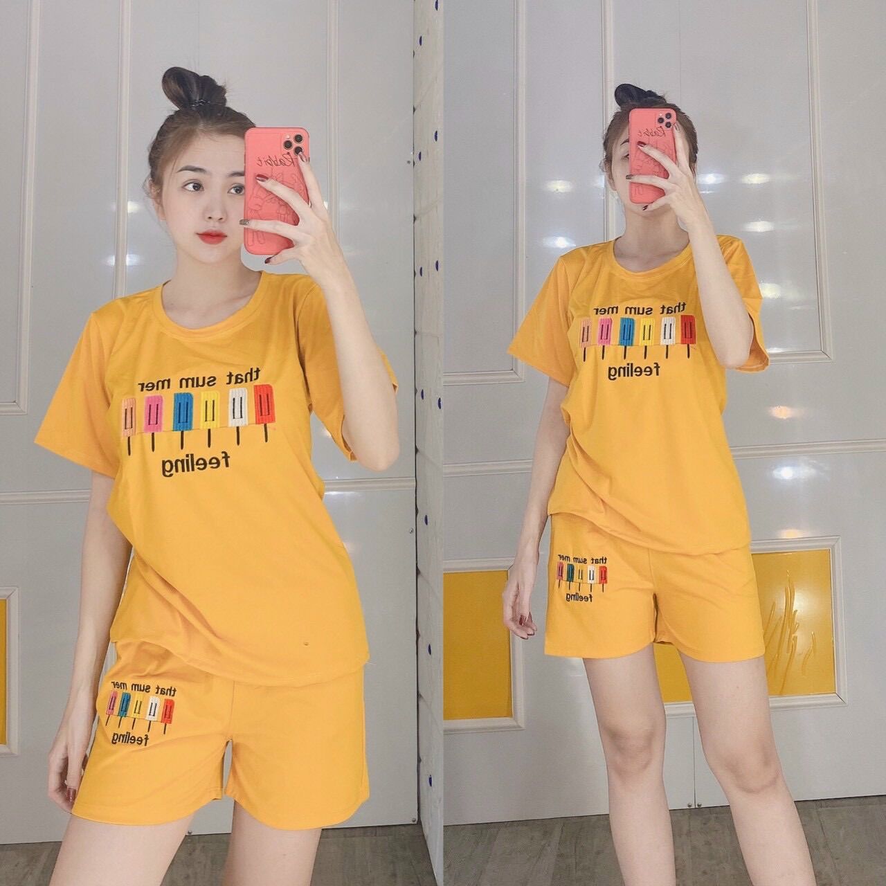 [HCM][CÓ BIGSIZE TỚI 85KG + KÈM ẢNH THẬT] Set bộ đồ bộ lửng mặc nhà thun cotton dễ thương
