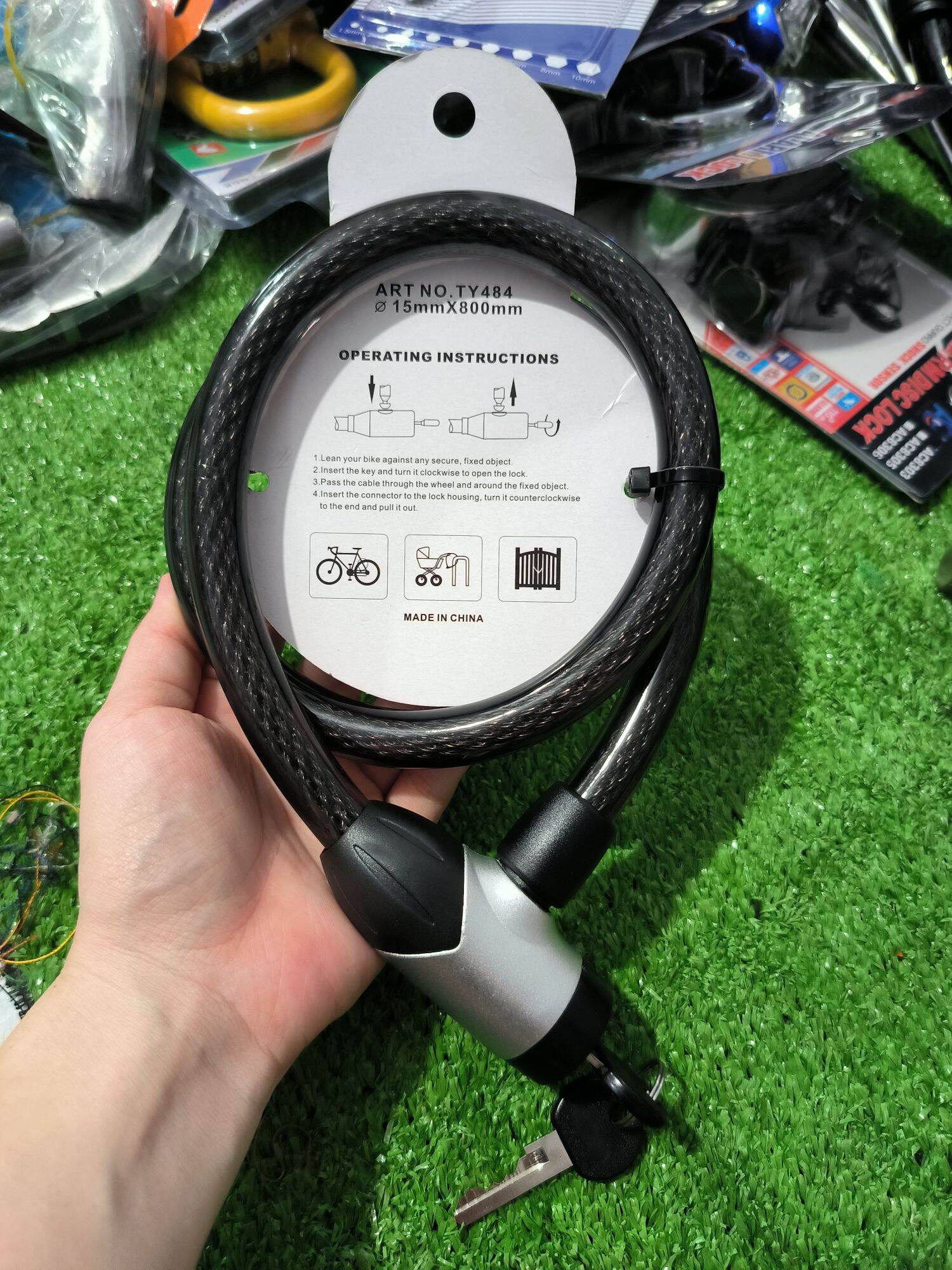 Khoá Dây Chìa Dùng Cho Xe Máy Xe Đạp Phi 15 Dài 80cm TONYON