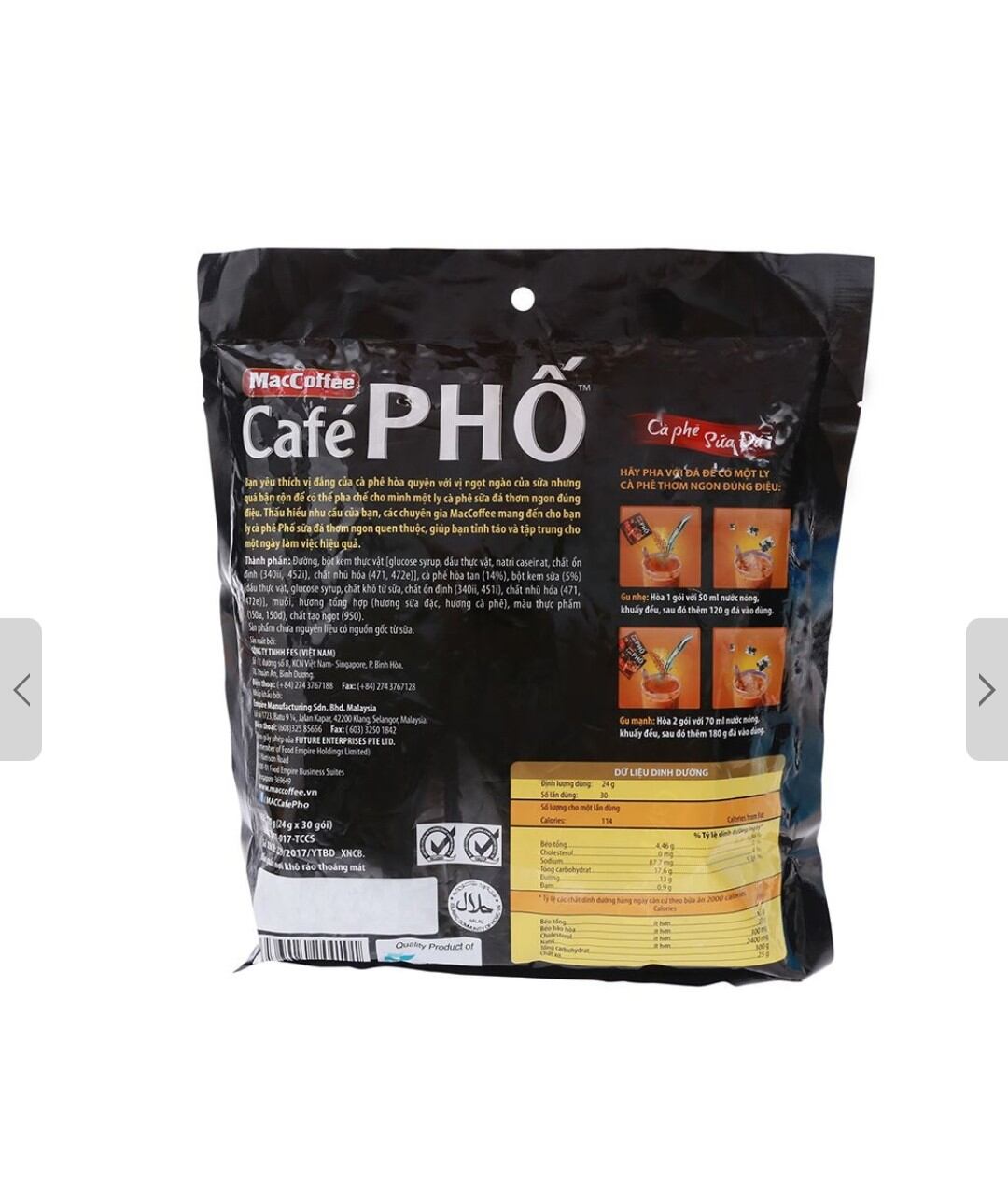 Cà phê phố sữa đá bịch lớn 30 gói x125g