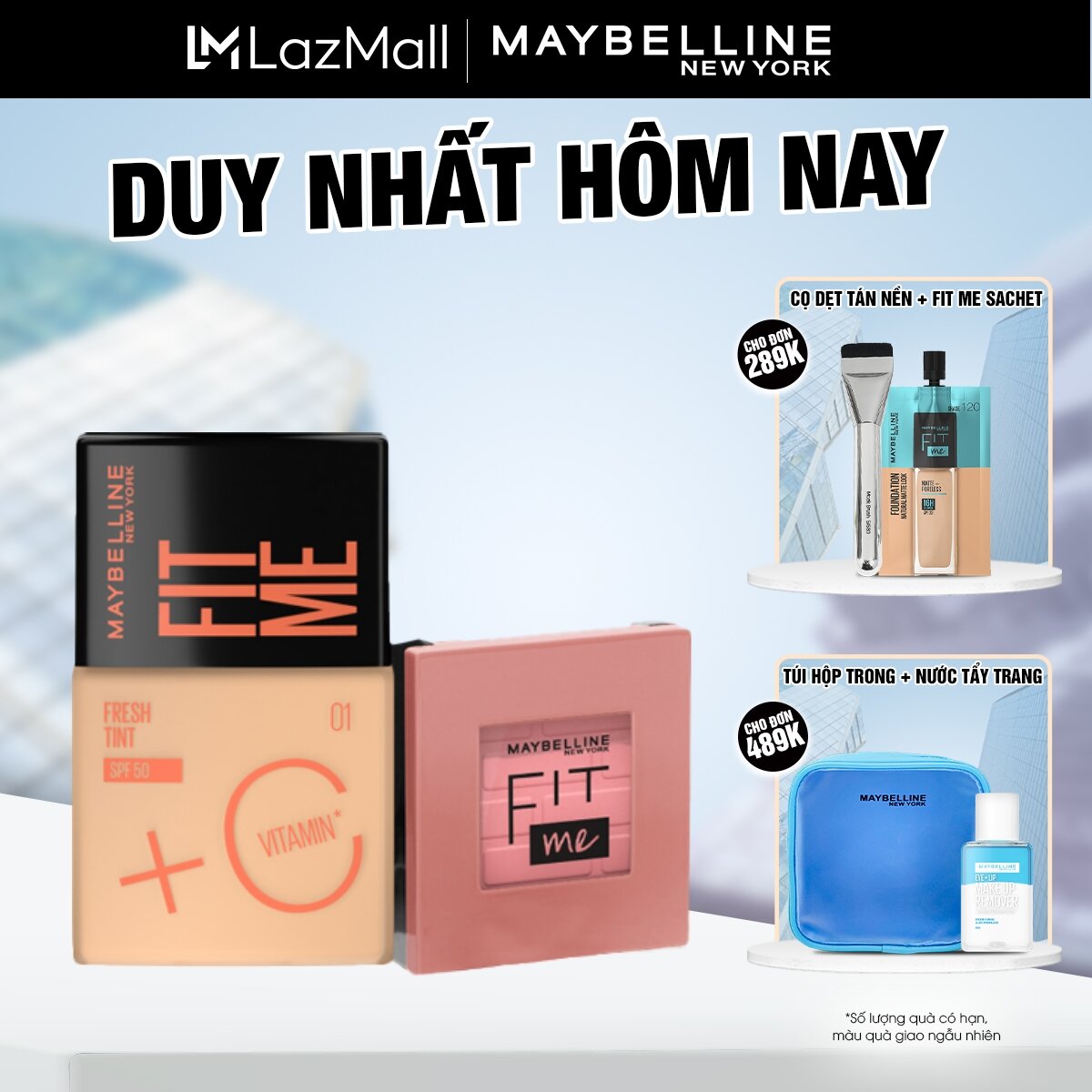 Bộ nền tint c tươi mướt chống nắng fit me fresh tint 30ml và phấn má hồng chuẩn màu fit me mono blush 4.5g