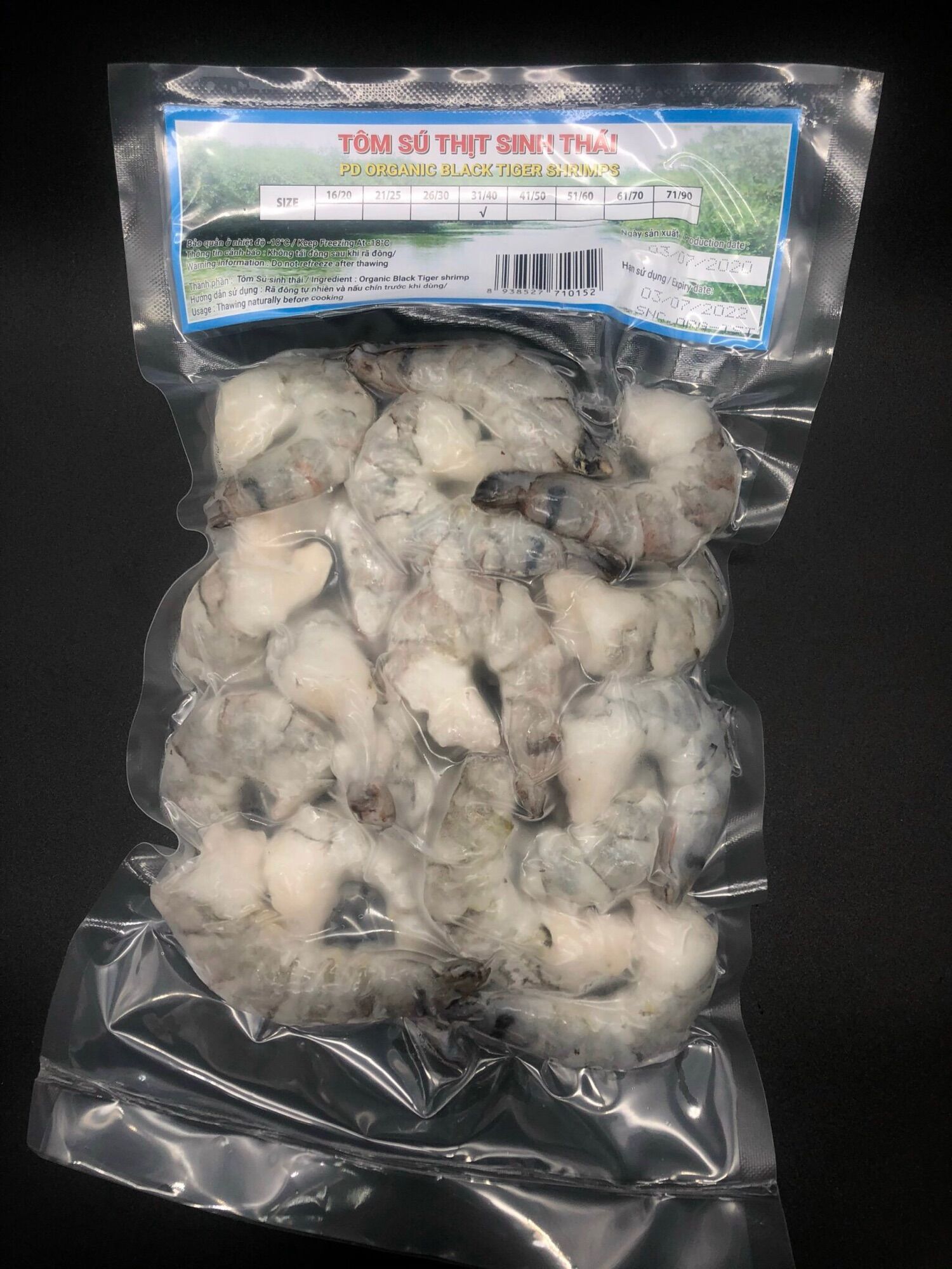 Tôm sú thịt sinh thái Seaprodex kích cỡ 31/40-250gr.