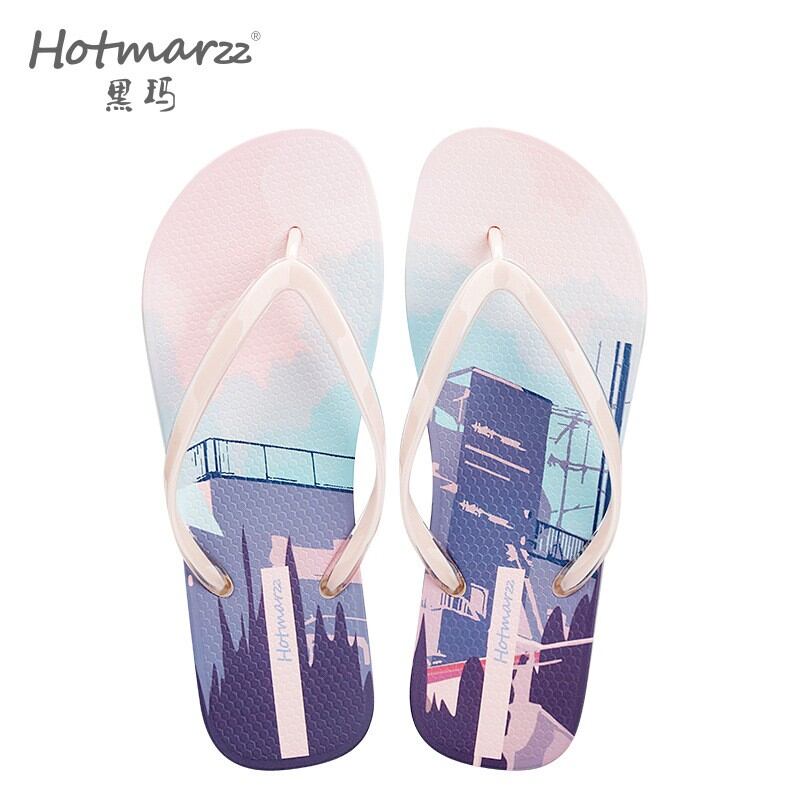 Hotmarzz dép xỏ ngón mùa hè màu đen cho nữ phong cách thường ngày thiết kế chống trơn trượt khối màu hoạt hình dép xăng đan thời trang lý tưởng cho những chuyến đi biển