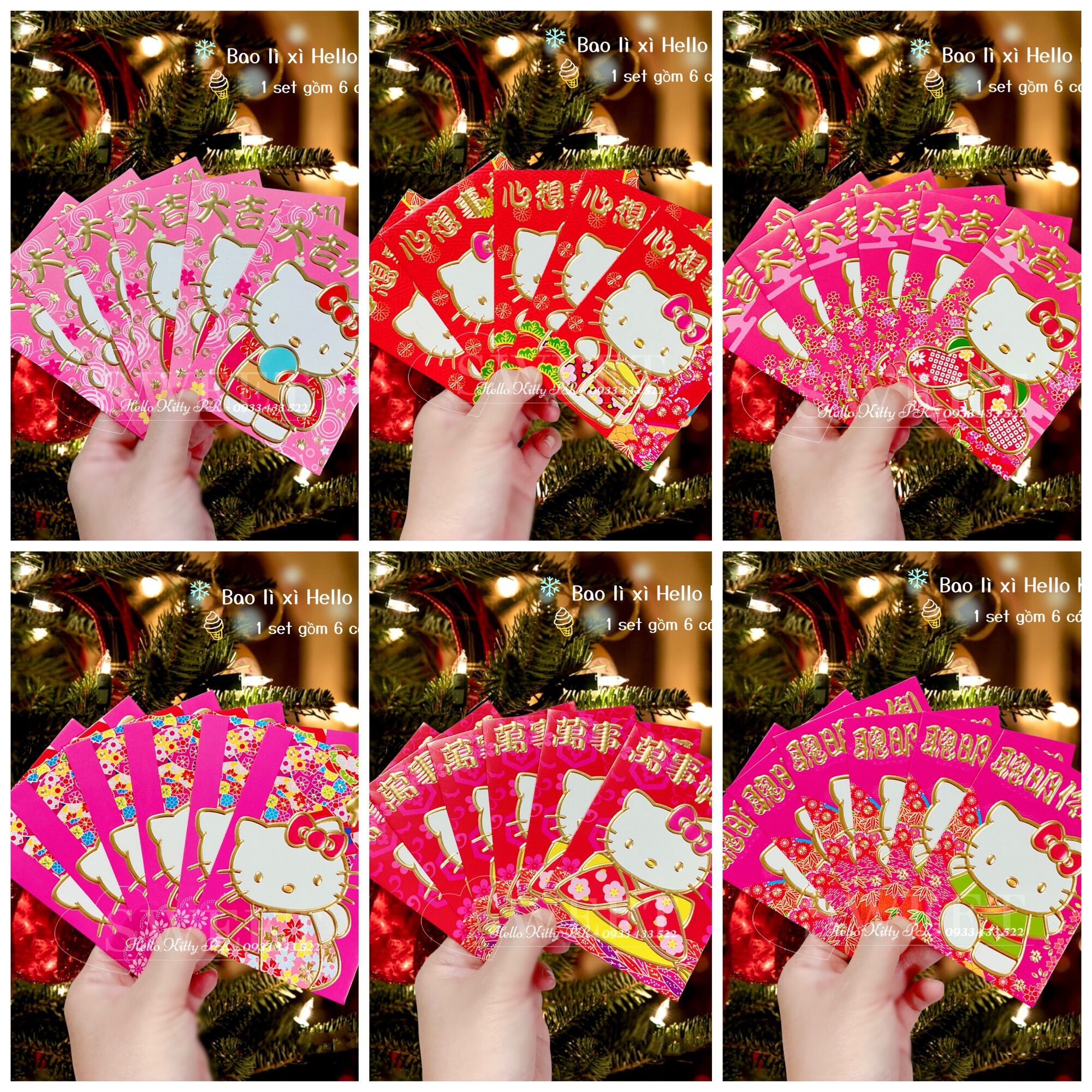 Set 6 bao lì xì Hello Kitty