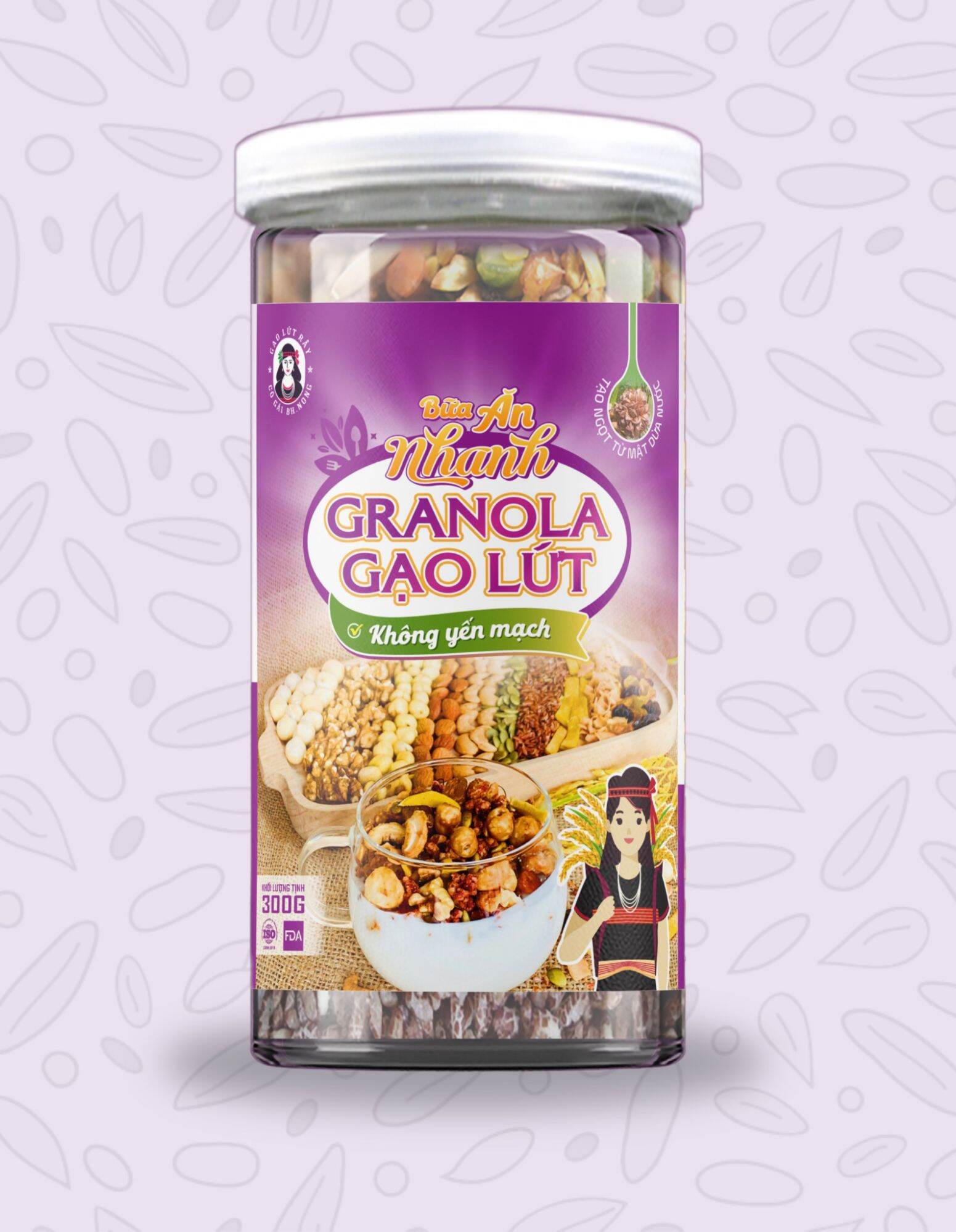 Granola không yến mạch Bhnong bữa sáng tiện lợi 300gr