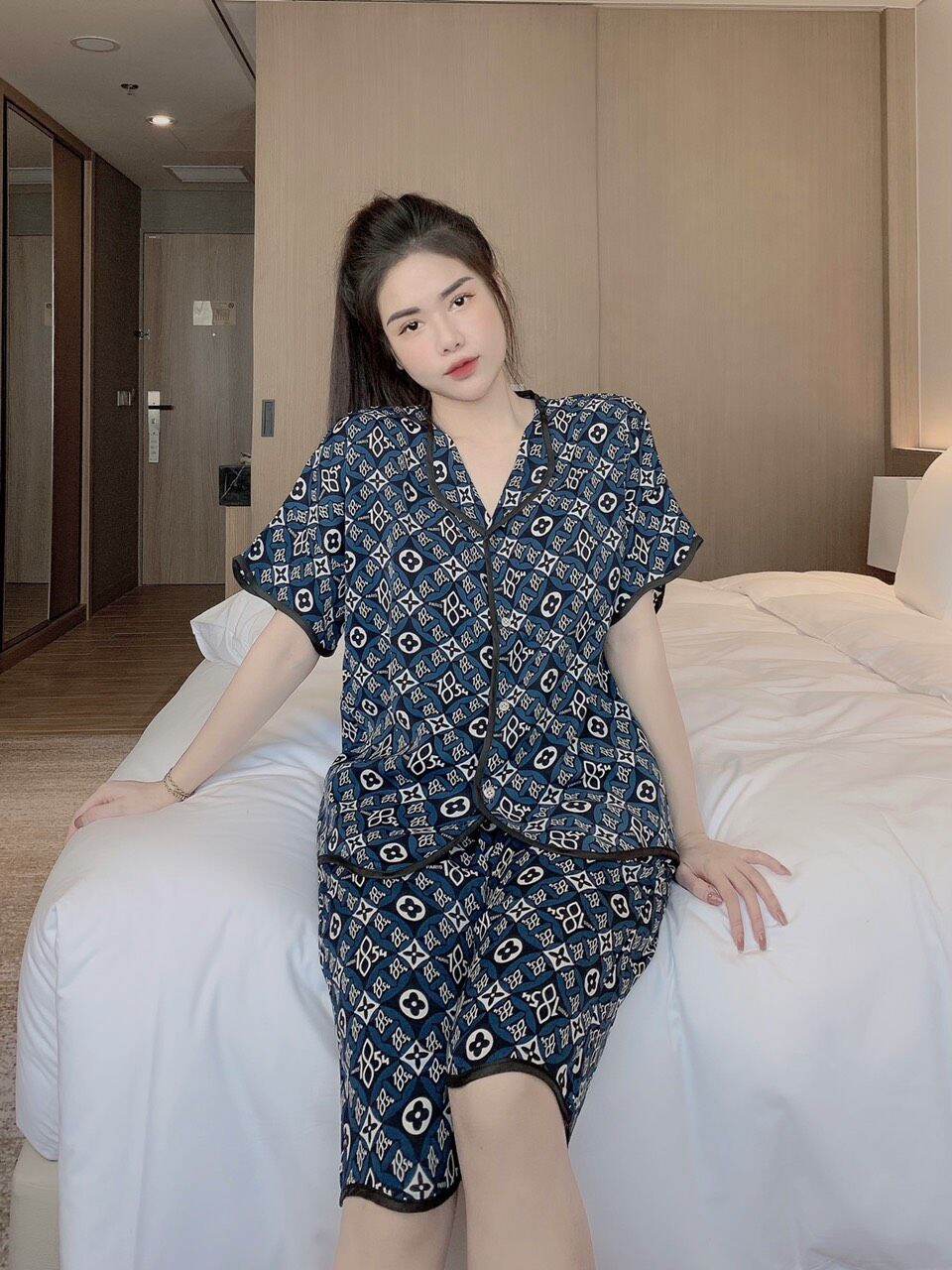 pijama lửng, cổ sóng, mango cao cấp, size 40-60kg (giao màu ngẫu nhiên, chọn màu nt shop nhé)