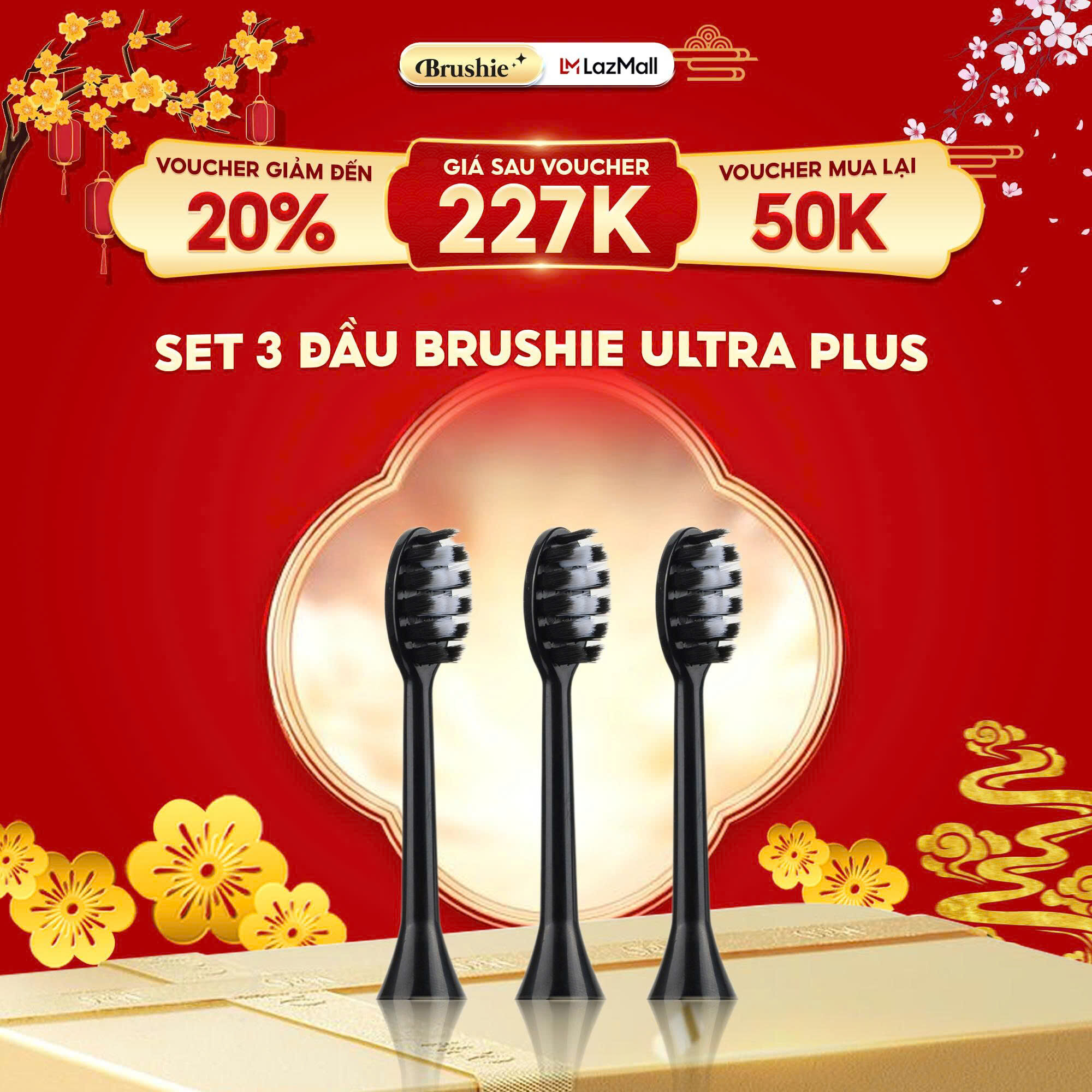 Set 3 đầu bàn chải thay thế Brushie Ultra Plus siêu tiết kiệm - Đầu bàn chải dịu êm Brushie Ultra Plus