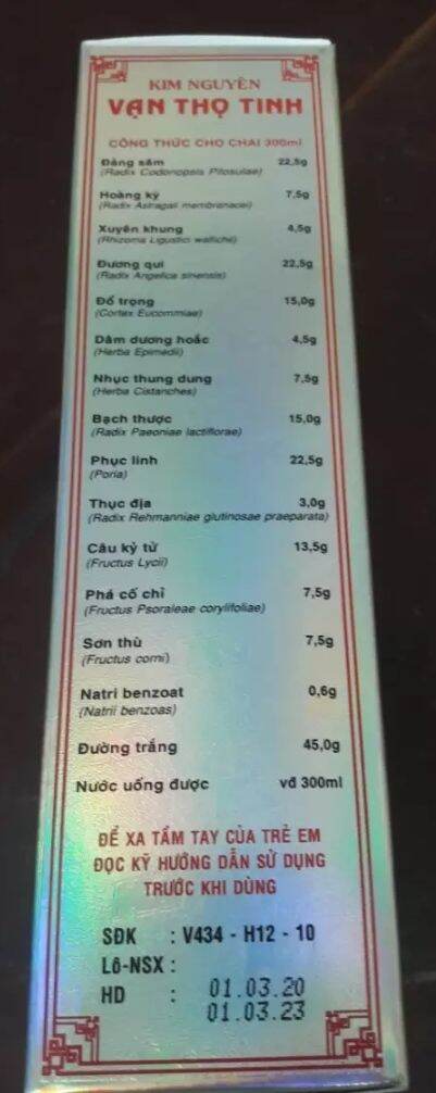 vạn thọ tinh chai 300ml